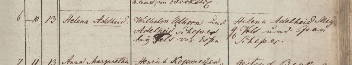 Adelheid Uhlhorn's baptismal record, January 13, 1817.