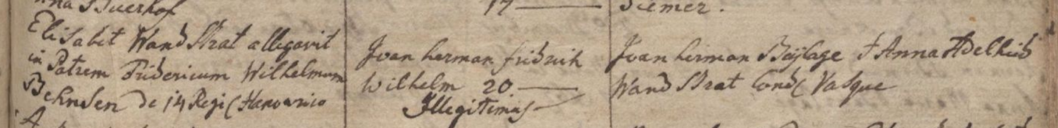 Frederick Bense's baptismal record